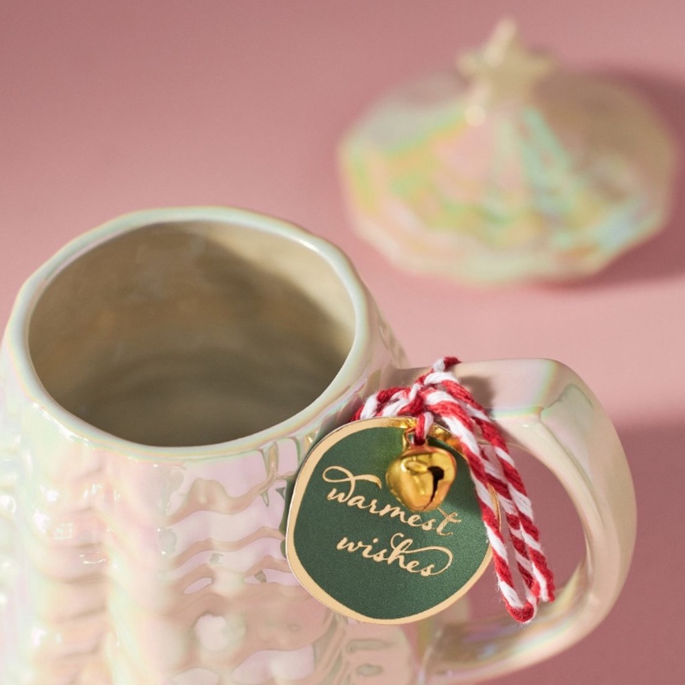 Merry Luster Christmas Tree Mug w lid Green - Picture 3 of 5